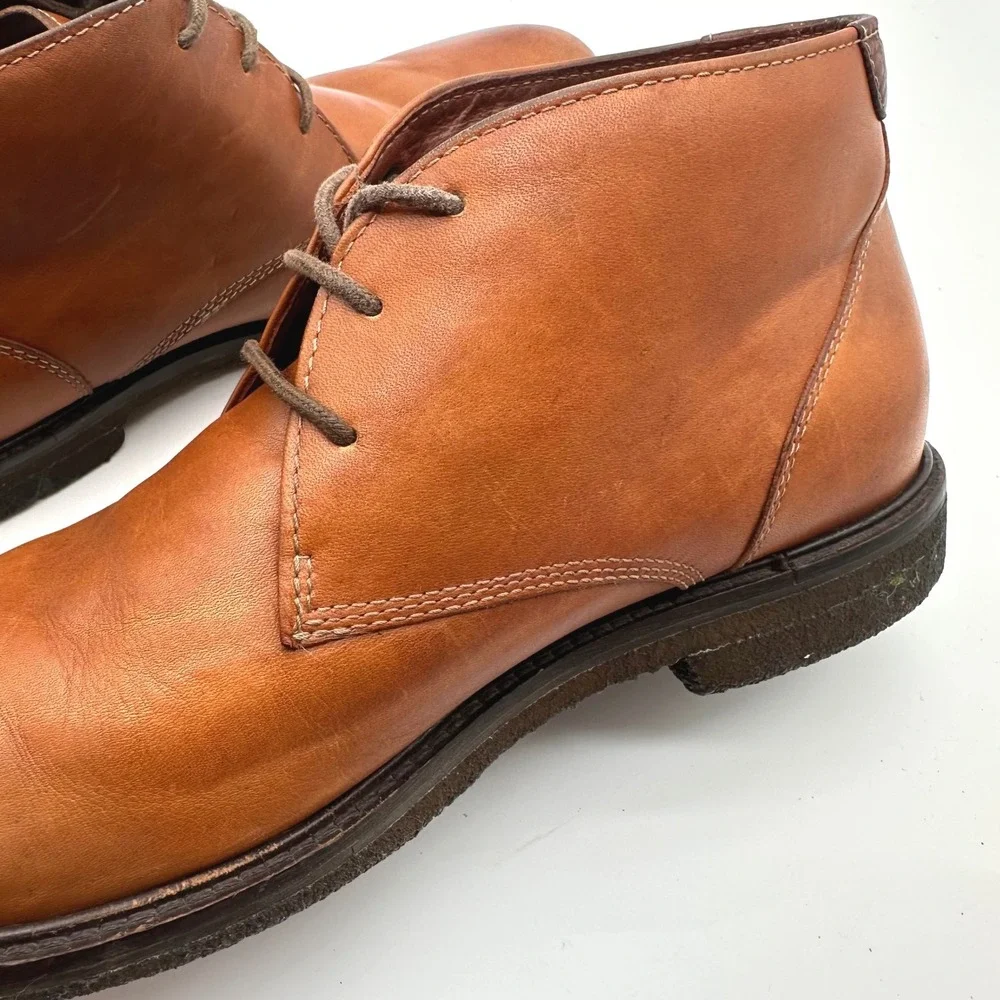 Johnston & Murphy Mens Tan Leather Copeland Chukka Brown Ankle Boots 9M